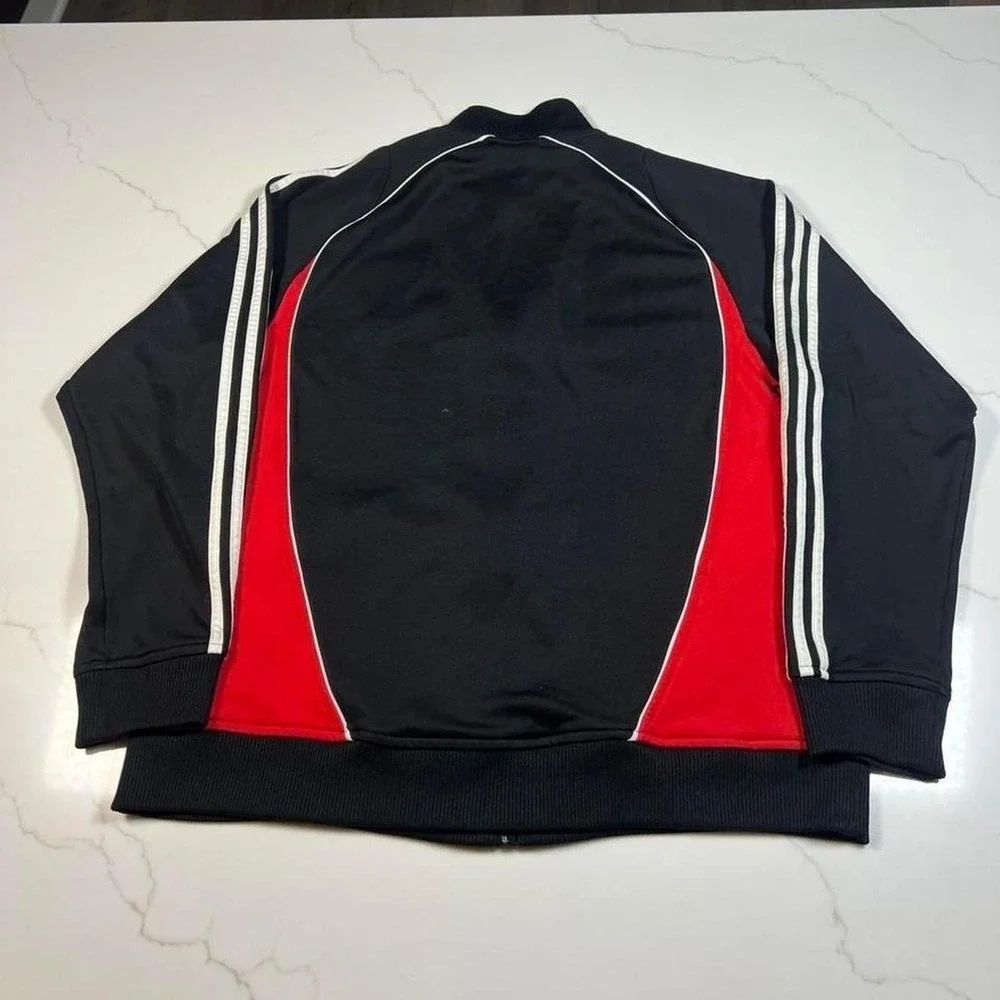 Adidas Track Jacket Mens Large DC United MLS Soccer Black Red Full Zip